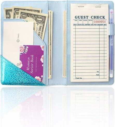 Holographic Glitter Silver Server Book for Waitress Book Server Wallet Waiter Book In Bulk Cute Bling Waitstaff Organizer Fit Waitress Apron (6 Pack) in Kuwait