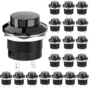 DIYhz Momentary Push Button Switch Mini No Lock Round Switch AC 250V / 3A AC 125V /6A Off-ON Red Cap(20pcs)