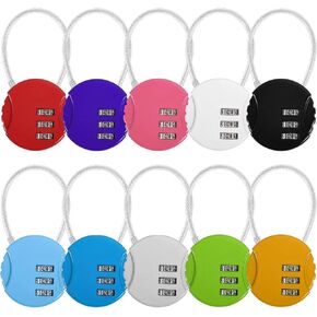 10 Pcs Combination Lock, 3 Digit Combination Padlock Code Lock with Wire Rope Outdoor Waterproof Padlock for Backpack Suitcase Door Sports Locker (10 Colors)