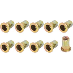 صواميل برشام ميتاليكسيتي (#8-32) 20 قطعة، صواميل إدراج ملولبة مطلية بالزنك من الفولاذ الكربوني - للمثبتات الميكانيكية للأثاث، لون ذهبي in Kuwait