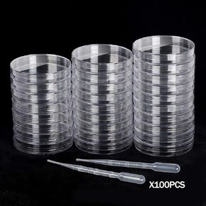 KEILEOHO 50 PCS Plastic Petri Dish, 90mm Dia × 15mm Deep Clear Petri Dish with Lid Sterile Culture,Package Equipped with 100 PCS 3ml Transfer Pipettes in Saudi Arabia