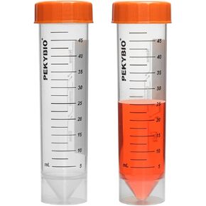 PEKYBIO 50ml Centrifuge Tubes Self-Standing Sterile Plastic Graduated Test Tube with Screw Cap, DNase/RNase Free, Pack of 25