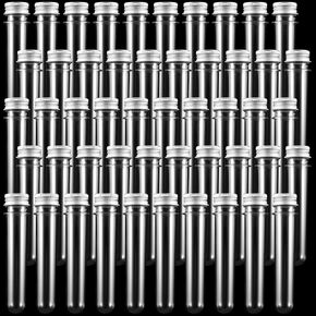 KOHAND 50 قطعة 140 × 25 مم أنابيب اختبار شفافة مع أغطية لولبية، أنبوب اختبار بلاستيكي 40 مل مع أغطية من الألومنيوم لعينة حلوى عيد الميلاد وملح الاستحمام وحفلات العلوم in Kuwait