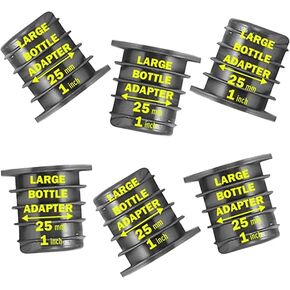 محولات سكب المشروبات الكحولية 6 قطع - تكيف أي صنبور سكب مشروبات كحولية أو زيتية في وعاء سكب مشروبات كبير - يناسب الزجاجات الكبيرة جدًا حتى 1 بوصة / رقبة 25 مم in Kuwait