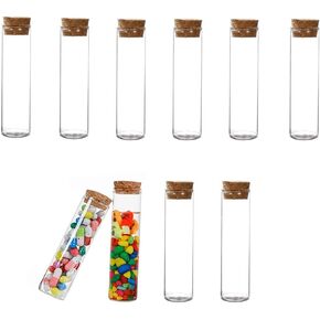 10Pcs 40ml Glass Test Tubes with Cork Stoppers Empty Refillable Clear Flat Borosilicate Glass Bottles Vials Jars for Beads Candy Storage Party Favors Lab 30 x 80mm