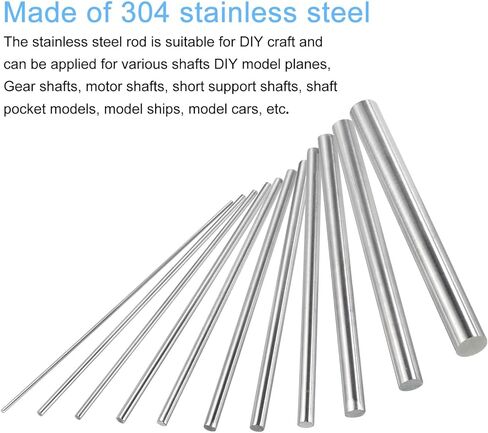 MECCANIXITY 304 Stainless Steel Round Rods, 8mm x 250mm Solid Shaft Rods for DIY Craft Model Car Helicopter Airplane, Pack of 4 in Kuwait