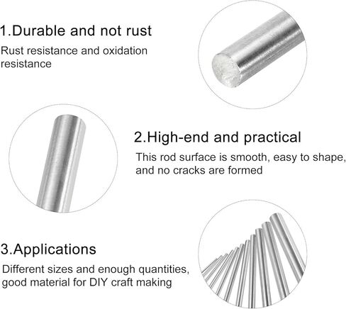 MECCANIXITY 304 Stainless Steel Round Rods, 8mm x 250mm Solid Shaft Rods for DIY Craft Model Car Helicopter Airplane, Pack of 4 in Kuwait