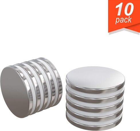 10 قطع من مغناطيس النيوديميوم القوي للغاية 1.26 بوصة × 1/8 بوصة أقراص NdFeB مع نقطة حمراء للإشارة إلى القطب الشمالي، أقوى وأقوى مغناطيسات الأرض النادرة في العالم بواسطة المغناطيس التطبيقي in Kuwait