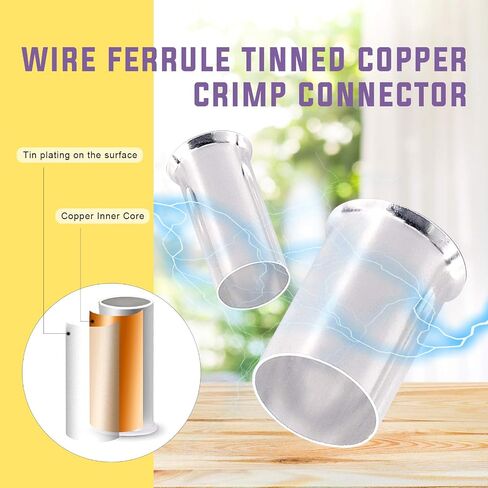 Swpeet 166Pcs 8 Sizes Wire Copper Crimp Fitting Ferrules Assortment Kit, 12 10 8 6 4 2 1/0 2/0 Wire Ferrule Tinned Copper Crimp Connector Electrical Cable Pin Cord End Terminal for Electric Connectors in Saudi Arabia