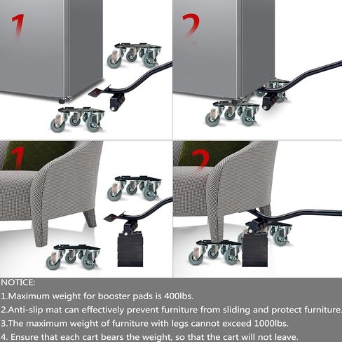 محركات الأثاث دوللي مع 5 عجلات، مجموعة أدوات رافعات الأثاث للتحرك الثقيل، دمى الأثاث، السعة القصوى 1650 رطل in Kuwait
