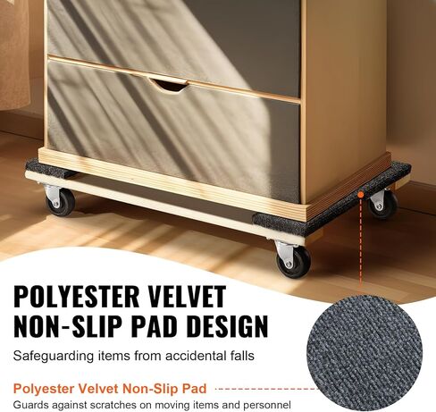 VEVOR Furniture Dolly, 1000 lbs Load Capacity, 18" x 30", 4 x 3 PP Swivel Casters, Heavy Duty Hardwood Furniture Moving Dolly, Mover's Dolly, Moving Cart with Wheels for Heavy Furniture, Two Pack in Kuwait