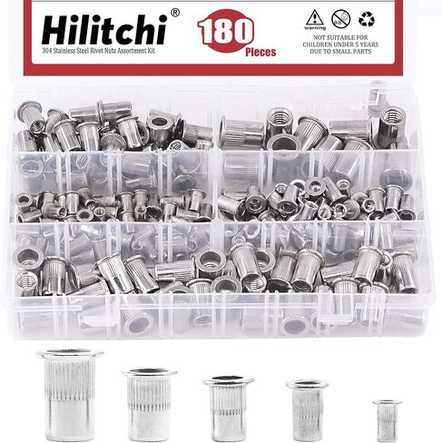 Hilitchi SAE Stainless Steel Rivet Nuts Threaded Insert Rivnuts (#8-32“-(50PCS)) in Kuwait