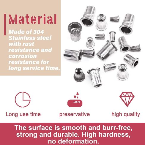 Hilitchi SAE Stainless Steel Rivet Nuts Threaded Insert Rivnuts (#8-32“-(50PCS)) in Kuwait