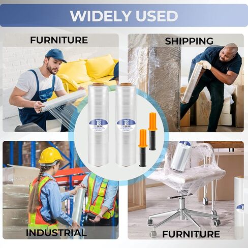 SUNQEBO Plastic Wrap for Moving, Shrink Stretch Wrap Roll Film Packing with Handles, (15"x1000 Feetx60, 4 Pack) Industrial Strength Cling Wrap for Furniture Moving, Packing, Shipping Supplies in Kuwait