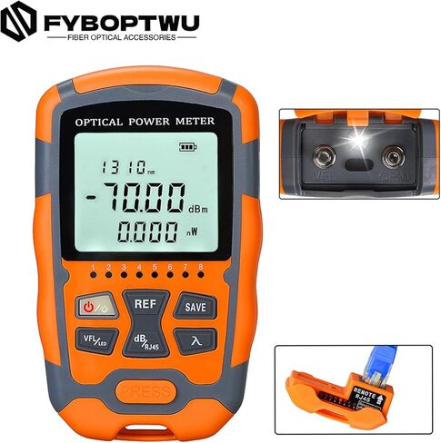FYBOPTWU - 4 في 1 وظيفة 30 ميجاوات VFL محدد موقع الأخطاء البصرية ومقياس الطاقة الضوئية المحمول OPM (FC/SC/ST) واختبار شبكة RJ45 وإضاءة LED، اختبار الألياف البصرية المحمولة، النطاق: (-70) ديسيبل مللي متر ~ (+10) ديسيبل ميلي واط in Kuwait