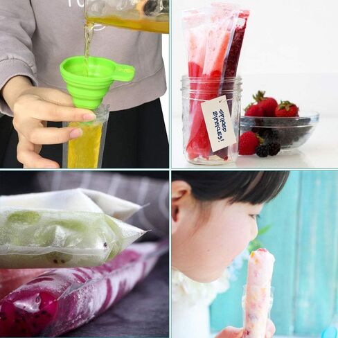 SelfTek 121 قطعة من أكياس المشروبات للبالغين، أكياس عصير عصير قابلة للإغلاق مع شفاطات ×30 وقمع ×1، 60 كيس مصاصات، أكياس بلاستيكية شفافة لأكياس المشروبات للبالغين والأطفال in Kuwait