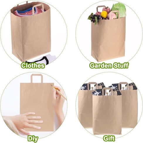 150 قطعة من أكياس البقالة الورقية بمقابض من Fuutreo مقاس 12 بوصة × 7 بوصة × 17 بوصة من ورق الكرافت البني وأكياس البقالة أكياس التسوق بوزن 70 رطلًا وأكياس ورقية كبيرة شديدة التحمل وأكياس البيع بالتجزئة وأكياس أكياس الورق السائبة وحقائب الهدايا الجاهزة in Kuwait