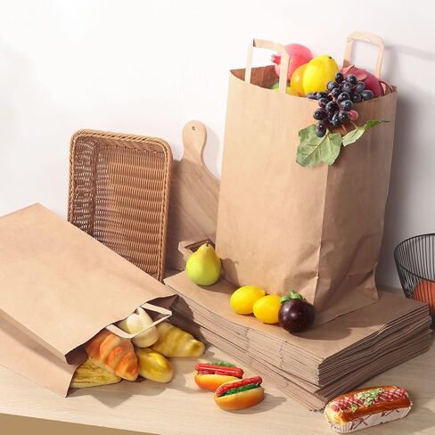 150 قطعة من أكياس البقالة الورقية بمقابض من Fuutreo مقاس 12 بوصة × 7 بوصة × 17 بوصة من ورق الكرافت البني وأكياس البقالة أكياس التسوق بوزن 70 رطلًا وأكياس ورقية كبيرة شديدة التحمل وأكياس البيع بالتجزئة وأكياس أكياس الورق السائبة وحقائب الهدايا الجاهزة in Kuwait