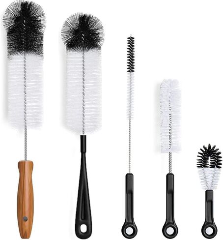 منظف لفرش الزجاجات، عبوة من 5 قطع، زجاجة مياه طويلة وفرشاة لتنظيف القش، مجموعة أسلاك المطبخ لتنظيف الأقطار والأحجام المختلفة in Kuwait