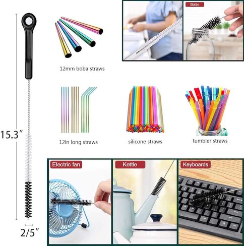 منظف لفرش الزجاجات، عبوة من 5 قطع، زجاجة مياه طويلة وفرشاة لتنظيف القش، مجموعة أسلاك المطبخ لتنظيف الأقطار والأحجام المختلفة in Kuwait