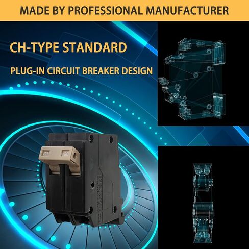 CH230 2-Pole 30-Amp Circuit Breaker, Type CH 3/4-Inch Plug-On Molded Case Circuit Breaker, Thermal Magnetic Protection, 10 KAIC, 120/240V, Fit for Cutler Hammer Load Centers (5 Years Warranty) in Kuwait