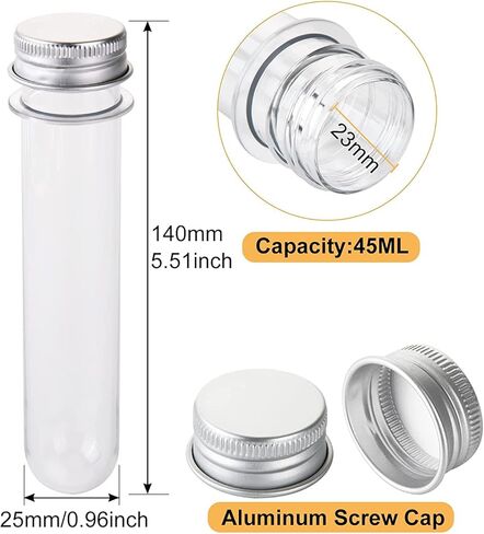 ماستربوكسان 30 قطعة من أنابيب اختبار الحفلات العلمية 45 مل 25 × 140 مم، أنابيب اختبار بلاستيكية شفافة، أنابيب حلوى حلوى العلكة، أنابيب لتخزين الحلوى والخرز، تجارب علمية in Kuwait