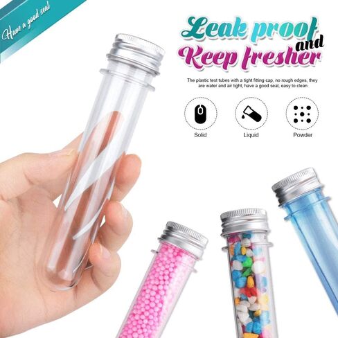 ماستربوكسان 30 قطعة من أنابيب اختبار الحفلات العلمية 45 مل 25 × 140 مم، أنابيب اختبار بلاستيكية شفافة، أنابيب حلوى حلوى العلكة، أنابيب لتخزين الحلوى والخرز، تجارب علمية in Kuwait