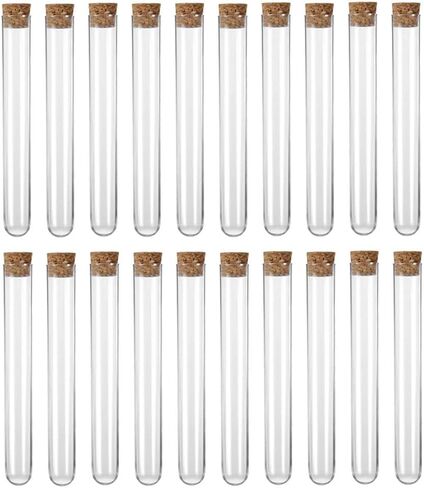 ccHuDE 20 Pcs 12 x 75mm Clear Plastic Test Tubes Transpaent Craft Test Tube Liquid Storage Test Tubes with Cork Stoppers for Candy Beads in Saudi Arabia