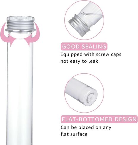 WOPPLXY 50 Pcs 65 ml Clear Flat Plastic Test Tubes with Screw Caps, Plastic Candy Tubes with Screw Caps, Bath Salts Test Tubes, Gumball Tubes for Candy,Bath Salts,Spices,Beads Display and Party Decor in Saudi Arabia