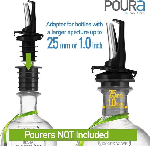 محولات سكب المشروبات الكحولية 6 قطع - تكيف أي صنبور سكب مشروبات كحولية أو زيتية في وعاء سكب مشروبات كبير - يناسب الزجاجات الكبيرة جدًا حتى 1 بوصة / رقبة 25 مم in Kuwait