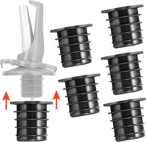 محولات سكب المشروبات الكحولية 6 قطع - تكيف أي صنبور سكب مشروبات كحولية أو زيتية في وعاء سكب مشروبات كبير - يناسب الزجاجات الكبيرة جدًا حتى 1 بوصة / رقبة 25 مم in Kuwait