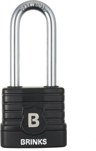 BRINKS - 44mm Commercial Laminated Steel Weather Resistant Padlock with 2 3/8" Shackle - TPE Wrapped and Hardened Boron Steel Shackle in Kuwait