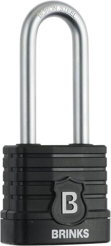 BRINKS - 44mm Commercial Laminated Steel Weather Resistant Padlock with 2 3/8" Shackle - TPE Wrapped and Hardened Boron Steel Shackle in Kuwait
