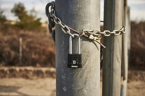 BRINKS - 44mm Commercial Laminated Steel Weather Resistant Padlock with 2 3/8" Shackle - TPE Wrapped and Hardened Boron Steel Shackle in Kuwait