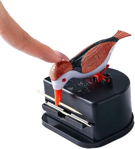 Bird Toothpick Dispenser,Funny Portable Plastic Toothpick Holder, Automatic Telescopic Toothpick Dispenser for Kitchen Home, Fun Gifts for Children Parents (Black) in Saudi Arabia