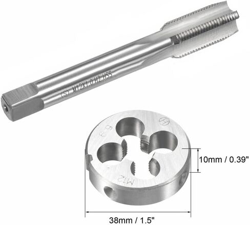 Mactoom 14 مم × 1.25 HSS مجموعة الصنبور والقالب المترية خيط اليد اليمنى، أداة التنصت DIY 3 قطع (M14 × 1.25 مم) in Kuwait