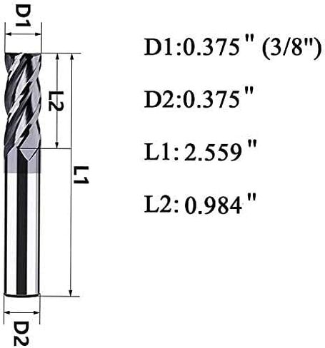 3/8" Carbide Square End Mill, HRC 45 Deg Single End 4 Flute AlTiN Coating Mill Bits in Kuwait