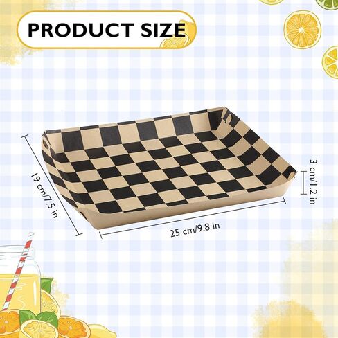 30 قطعة من صواني الطعام الورقية المربعة، صواني من الورق المقوى للاستعمال مرة واحدة، قوارب الطعام الورقية، لوازم حفلات أعياد الميلاد وأعياد الميلاد، صواني بيضاء وسوداء لصواني الفشار هوت دوج، 9.8 × 7.5 × 1.2 بوصة in Kuwait
