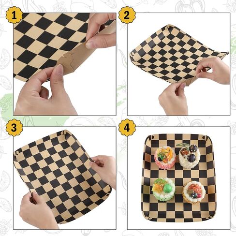 30 قطعة من صواني الطعام الورقية المربعة، صواني من الورق المقوى للاستعمال مرة واحدة، قوارب الطعام الورقية، لوازم حفلات أعياد الميلاد وأعياد الميلاد، صواني بيضاء وسوداء لصواني الفشار هوت دوج، 9.8 × 7.5 × 1.2 بوصة in Kuwait