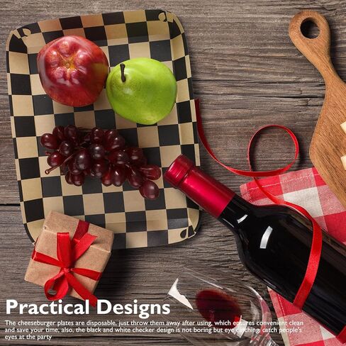 30 قطعة من صواني الطعام الورقية المربعة، صواني من الورق المقوى للاستعمال مرة واحدة، قوارب الطعام الورقية، لوازم حفلات أعياد الميلاد وأعياد الميلاد، صواني بيضاء وسوداء لصواني الفشار هوت دوج، 9.8 × 7.5 × 1.2 بوصة in Kuwait