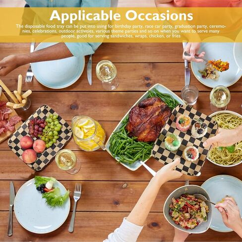 30 قطعة من صواني الطعام الورقية المربعة، صواني من الورق المقوى للاستعمال مرة واحدة، قوارب الطعام الورقية، لوازم حفلات أعياد الميلاد وأعياد الميلاد، صواني بيضاء وسوداء لصواني الفشار هوت دوج، 9.8 × 7.5 × 1.2 بوصة in Kuwait