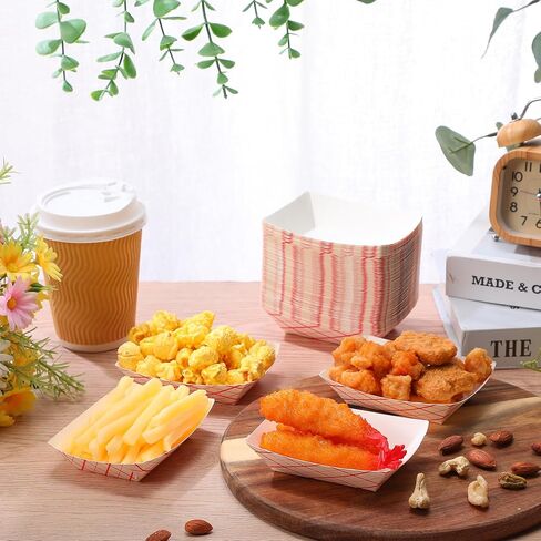 علبة طعام ورقية من دانات 500 عبوة سعة 1/4 رطل، صينية طعام للاستعمال مرة واحدة، صينية ورق مربعة باللون الأحمر والأبيض، حاوية طعام من الورق المقوى المقاوم للدهون للتخييم وحفلات الكرنفال، تحمل التوابل والوجبات الخفيفة الساخنة والباردة in Kuwait