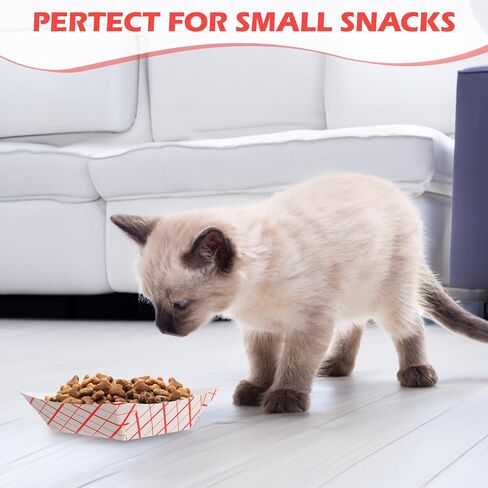 علبة طعام ورقية من دانات 500 عبوة سعة 1/4 رطل، صينية طعام للاستعمال مرة واحدة، صينية ورق مربعة باللون الأحمر والأبيض، حاوية طعام من الورق المقوى المقاوم للدهون للتخييم وحفلات الكرنفال، تحمل التوابل والوجبات الخفيفة الساخنة والباردة in Kuwait