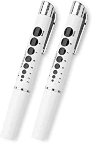 Primacare DL-9325-2 حزمة من 2 قلم تشخيص LED مع مقياس تلميذ مطبوع، ضوء قلم طبي قابل لإعادة الاستخدام وخفيف الوزن للممرضات والطلاب والأطباء EMT، البطاريات متضمنة، أبيض in Saudi Arabia