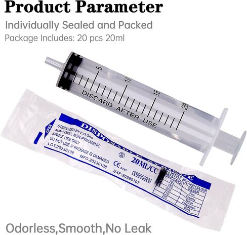 حقنة بلاستيكية 1 مل/سم مكعب من RIOFLY 20 قطعة أدوات حقن قسطرة محكمة الغلق مع قياس للمختبرات العلمية، قياس السوائل، تغذية الحيوانات الأليفة، أداة وضع الزيت أو الغراء in Kuwait