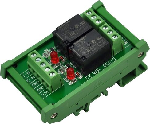 Electronics-Salon DIN Rail Mount 2 SPDT 10Amp Power Relay Interface Module, DC 12V Version. in Saudi Arabia