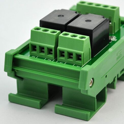 Electronics-Salon DIN Rail Mount 2 SPDT 10Amp Power Relay Interface Module, DC 12V Version. in Saudi Arabia