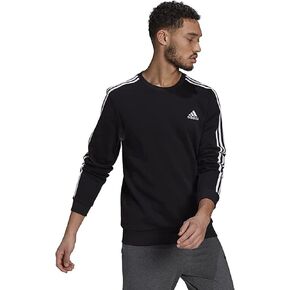 Adidas Men's 3-Stripe Fleece Crew Neck Pullover Sweatshirt (X-Large, Black) in Saudi Arabia
