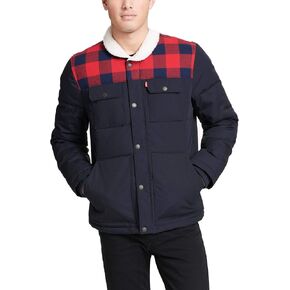 Levi's Men's Quilted Mixed Media Shirttail Work Wear Puffer Jacket معزول