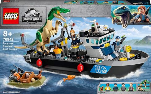 LEGO 76942 Jurassic World Baryonyx Dinosaur Boat Escape Toy with Owen Grady Minifigure, a Dino & 2 Fish Figures, Gift Idea for Boys & Girls in Saudi Arabia